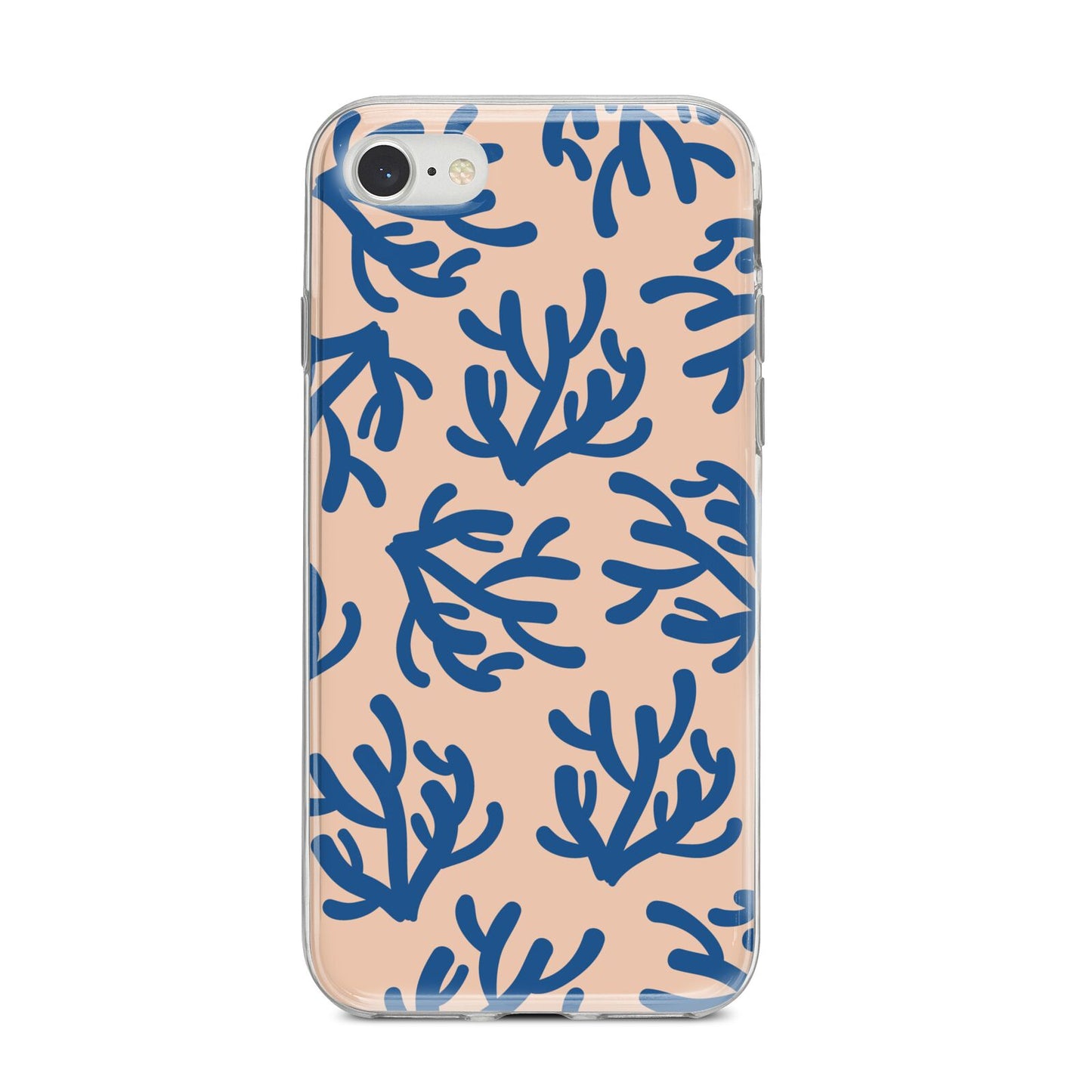Blue Coral iPhone 8 Bumper Case on Silver iPhone