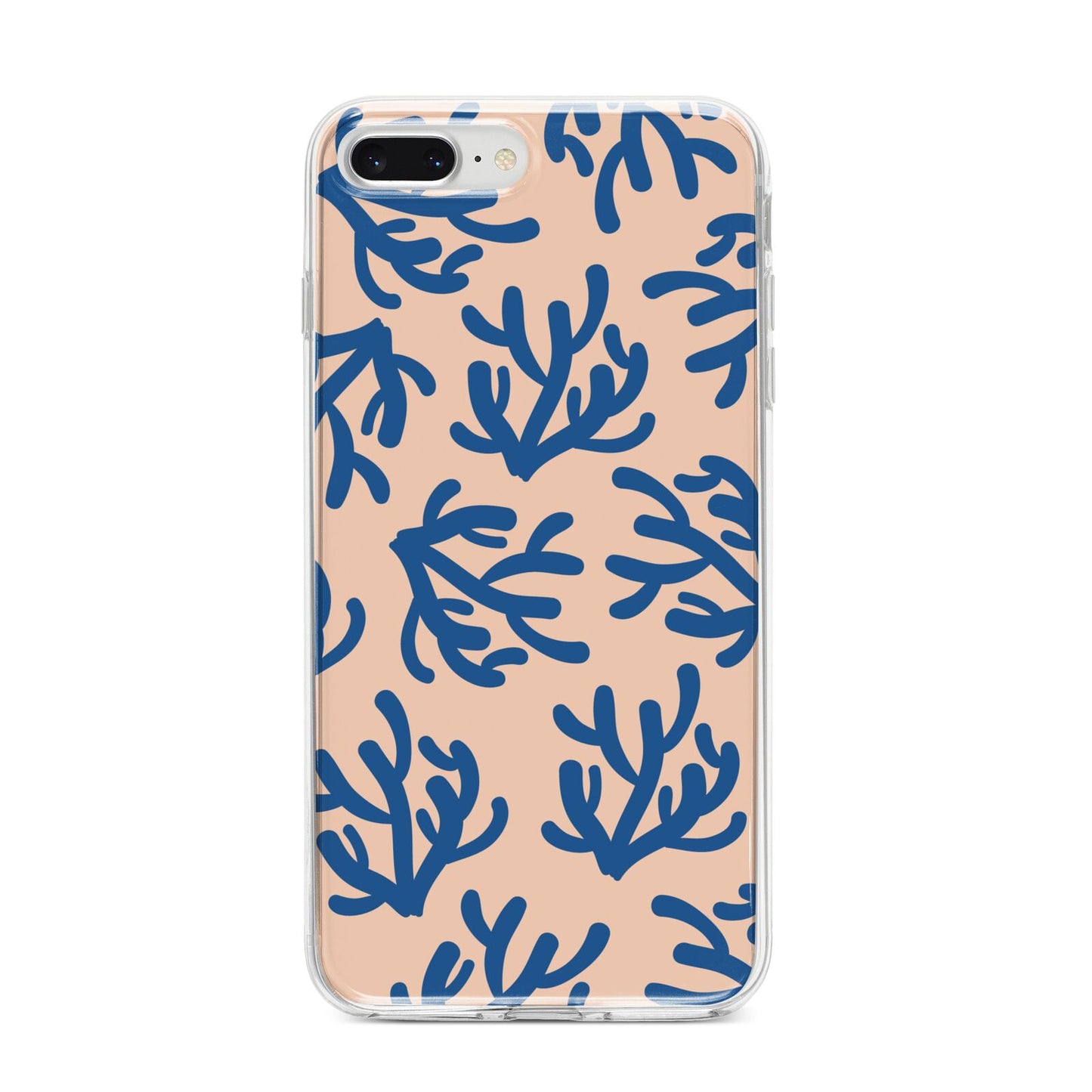 Blue Coral iPhone 8 Plus Bumper Case on Silver iPhone