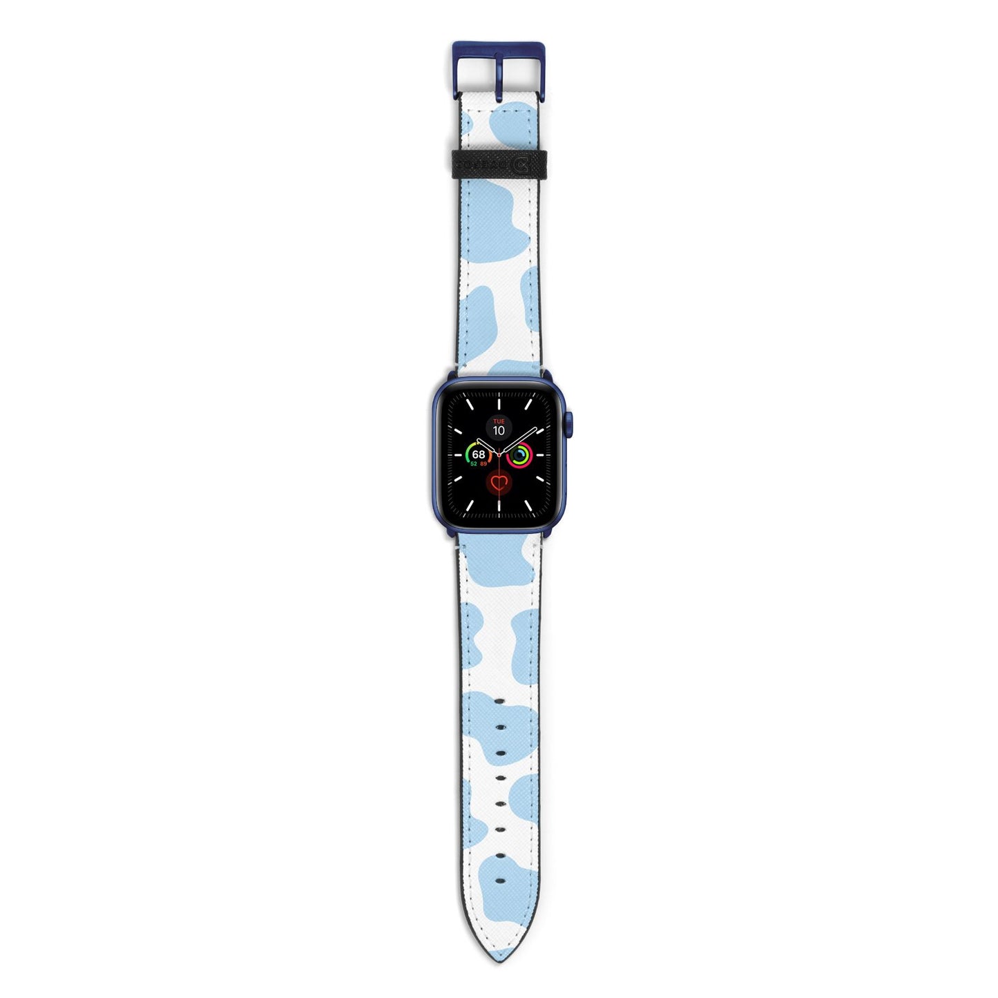 Blue Cow Print Apple Watch Strap with Blue Hardware
