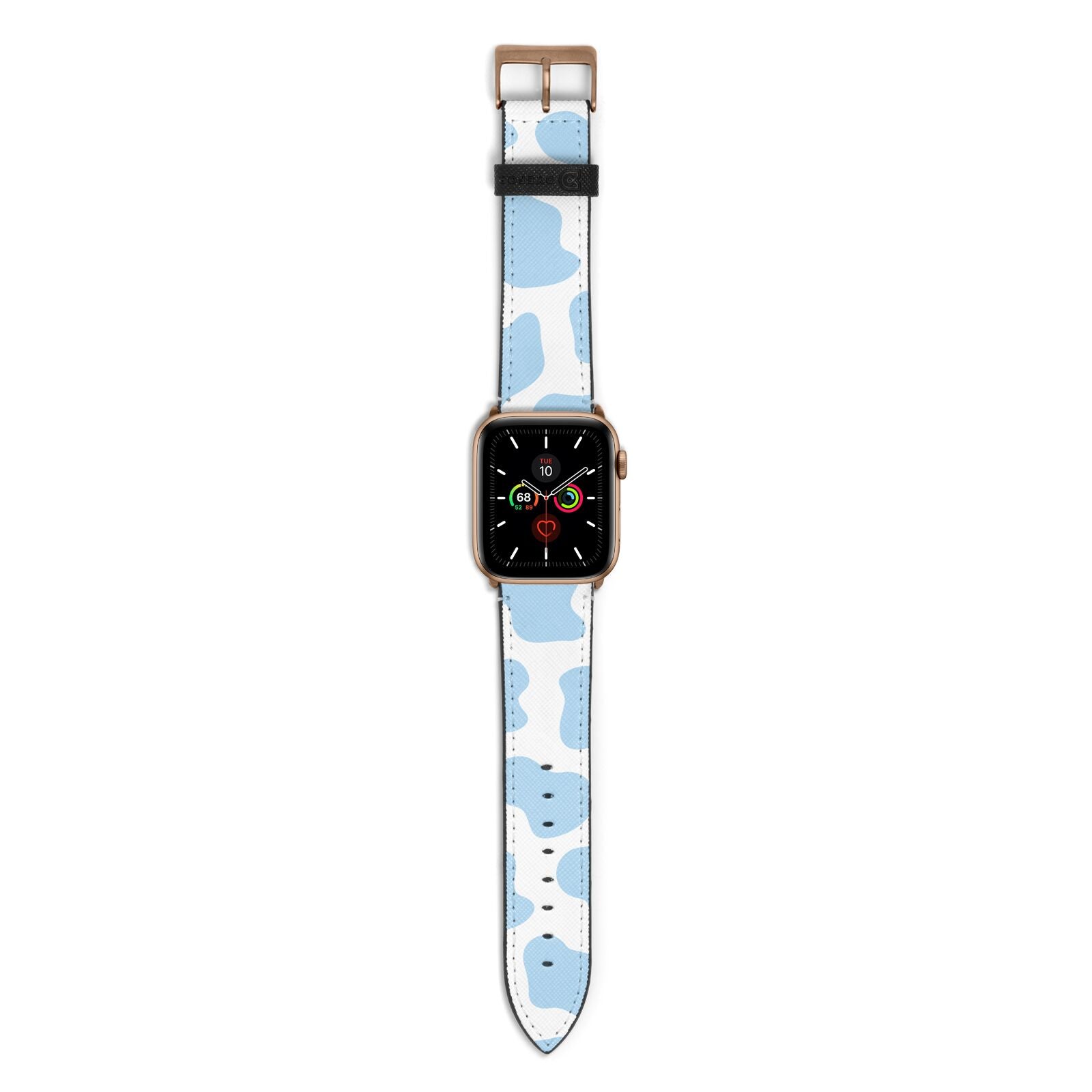 Blue Cow Print Apple Watch Strap with Gold Hardware