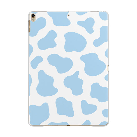 Blue Cow Print Apple iPad Gold Case