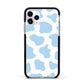 Blue Cow Print Apple iPhone 11 Pro in Silver with Black Impact Case