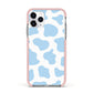 Blue Cow Print Apple iPhone 11 Pro in Silver with Pink Impact Case