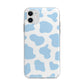 Blue Cow Print Apple iPhone 11 in White with Bumper Case