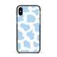 Blue Cow Print Apple iPhone Xs Impact Case Black Edge on Black Phone