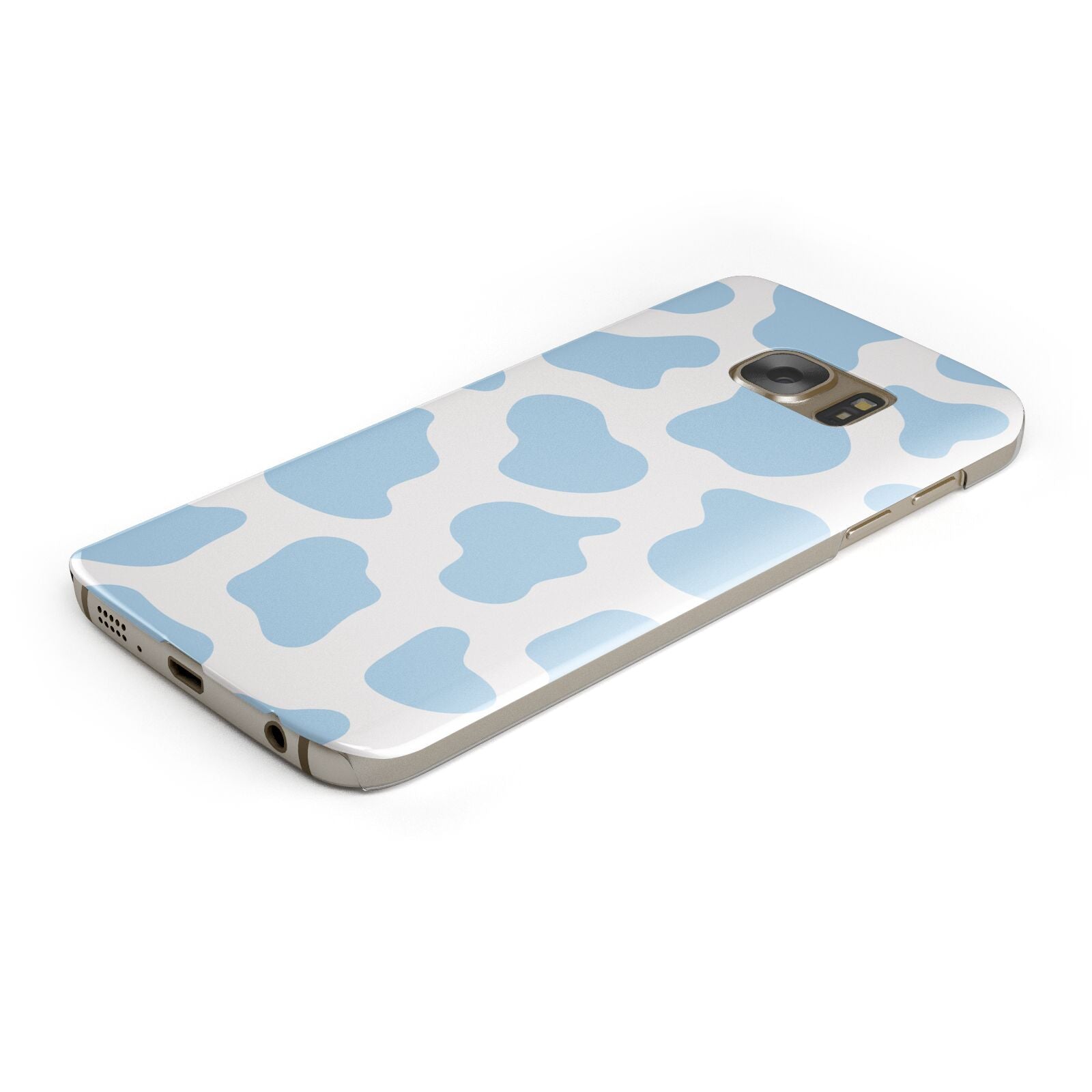 Blue Cow Print Protective Samsung Galaxy Case Angled Image