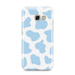 Blue Cow Print Samsung Galaxy A3 2017 Case on gold phone