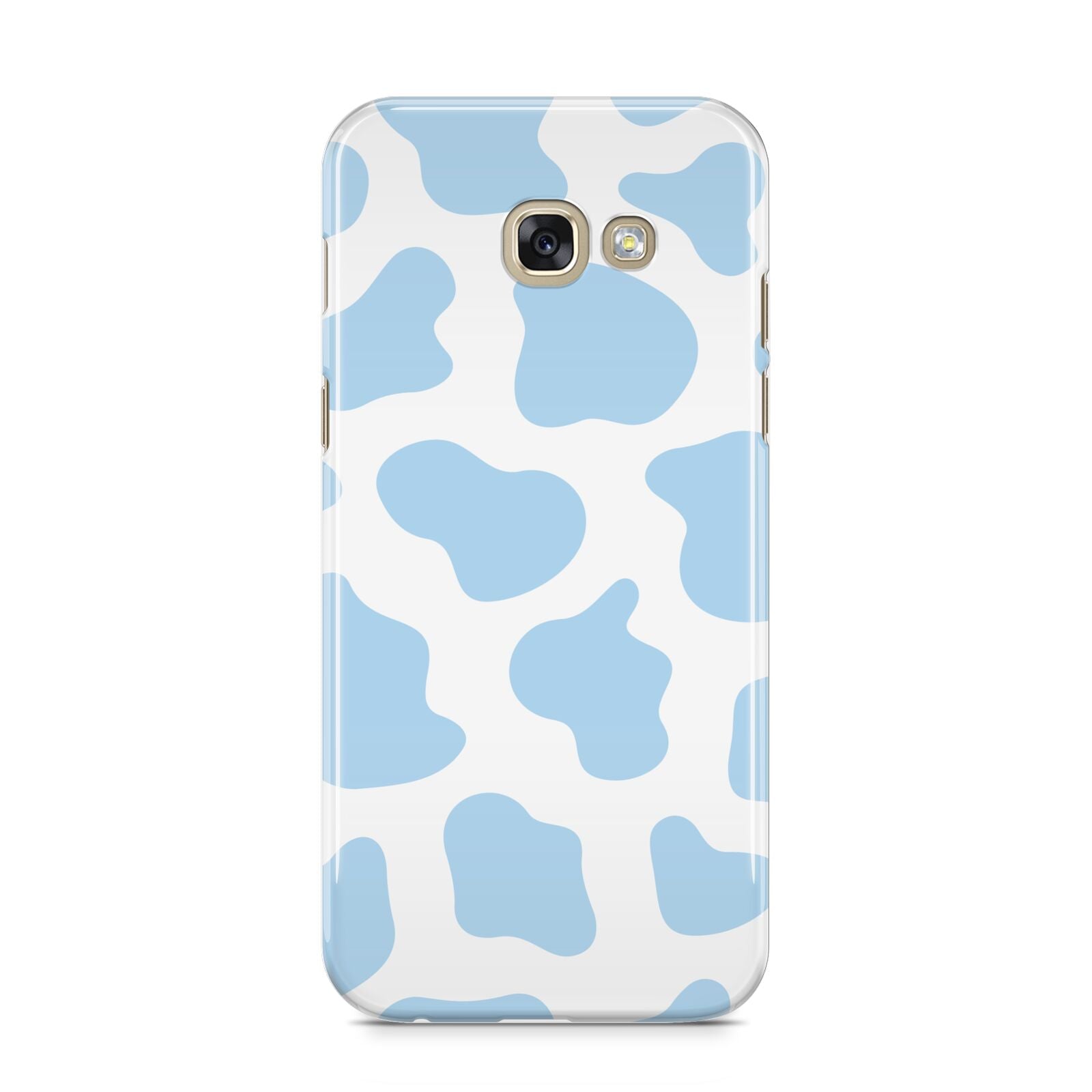 Blue Cow Print Samsung Galaxy A5 2017 Case on gold phone