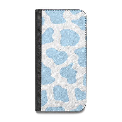 Blue Cow Print Vegan Leather Flip Samsung Case