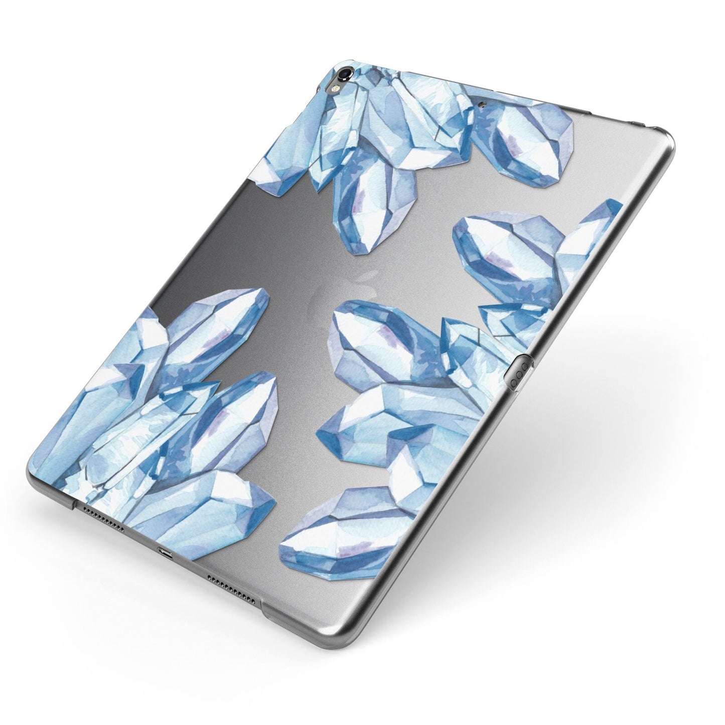 Blue Crystals Apple iPad Case on Grey iPad Side View