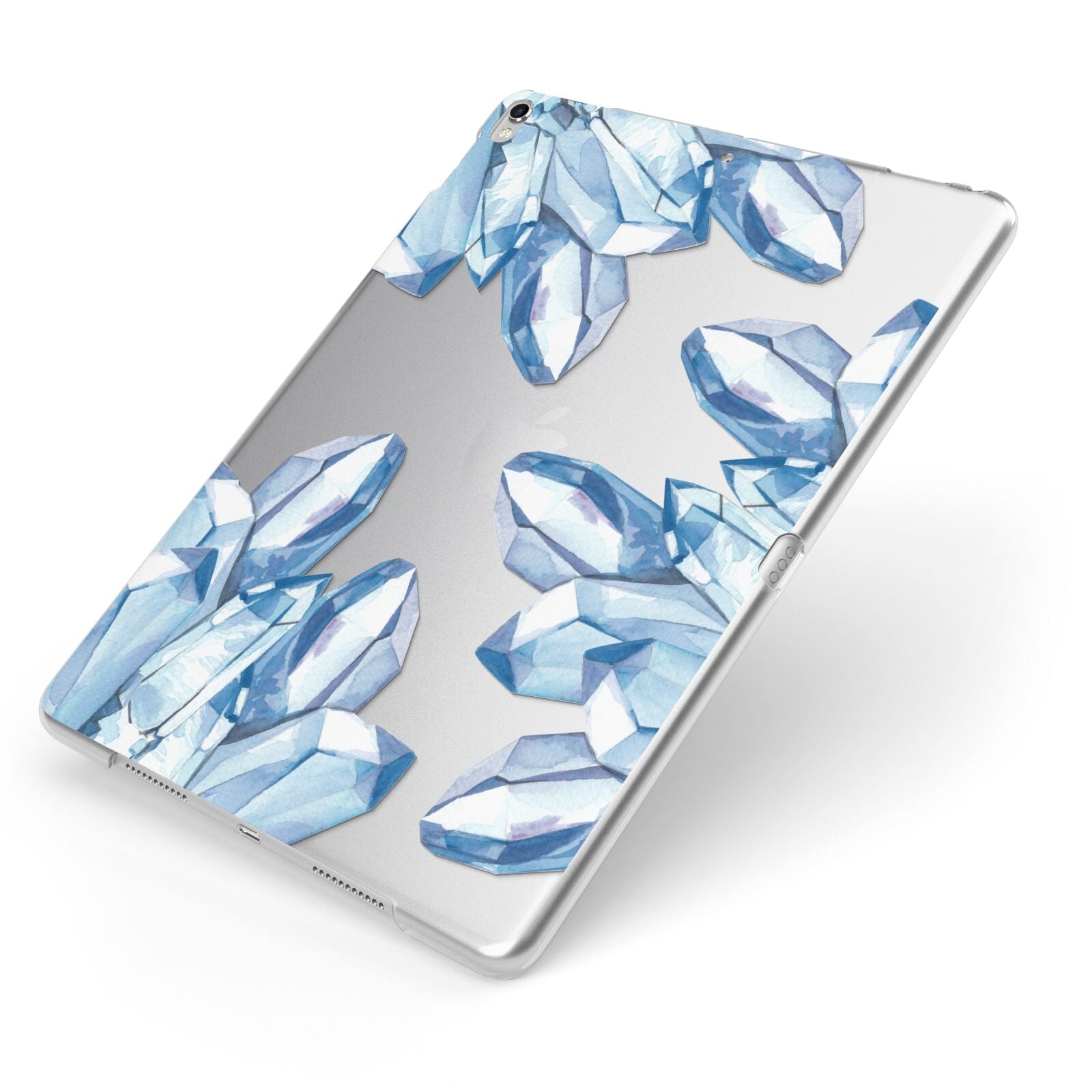 Blue Crystals Apple iPad Case on Silver iPad Side View