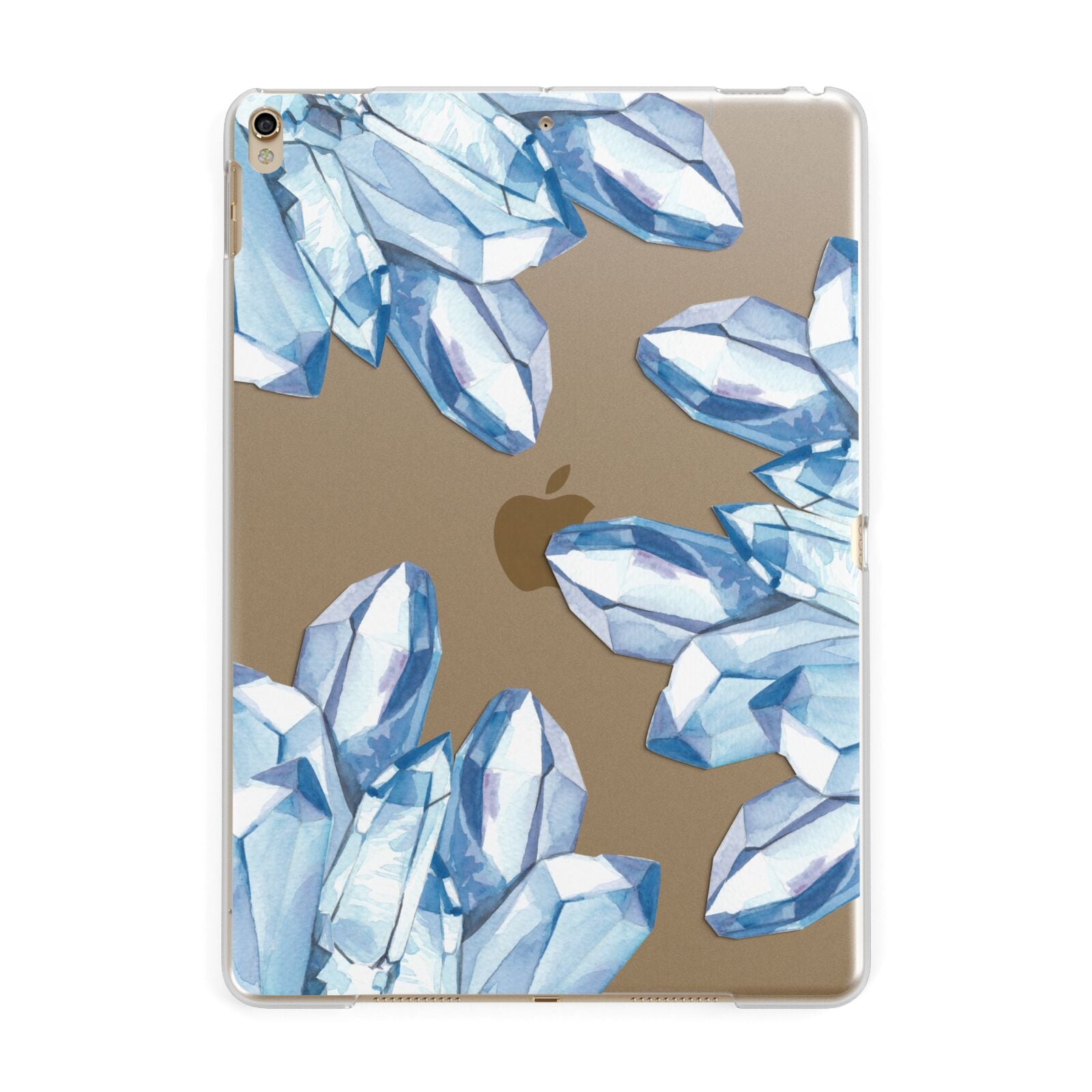 Blue Crystals Apple iPad Gold Case