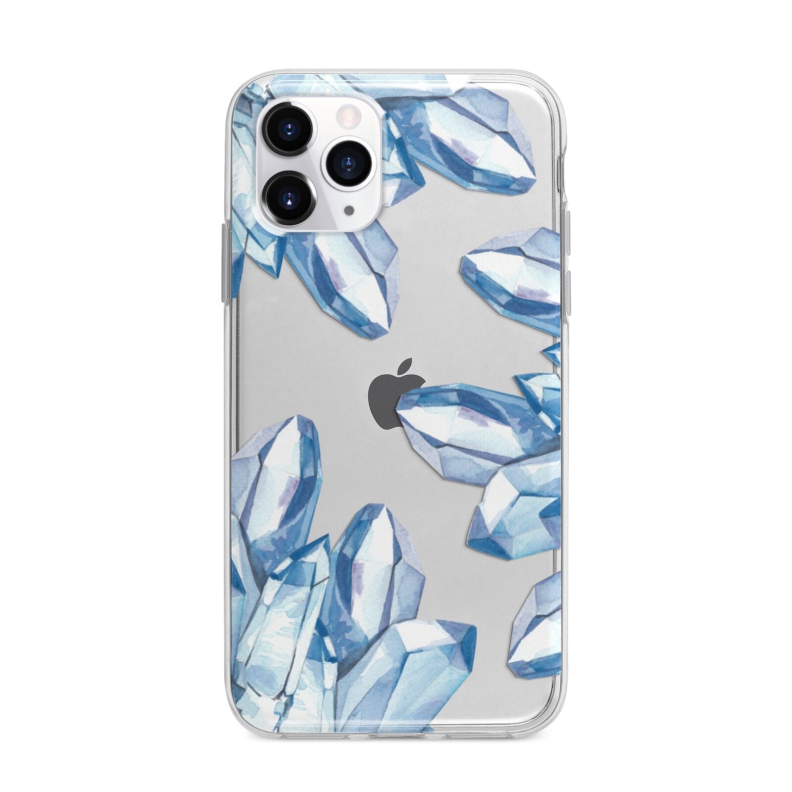 Blue Crystals Apple iPhone 11 Pro Max in Silver with Bumper Case
