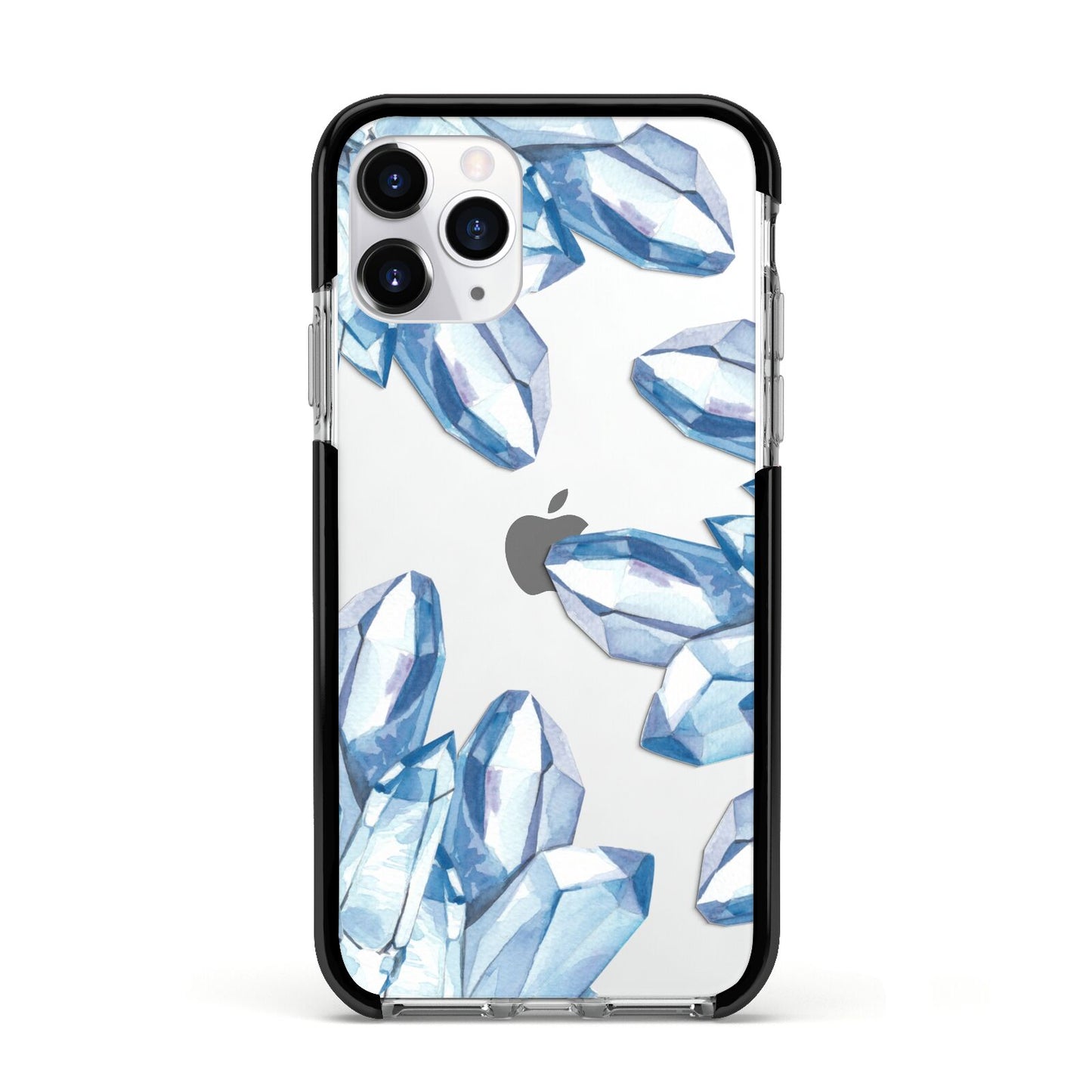 Blue Crystals Apple iPhone 11 Pro in Silver with Black Impact Case