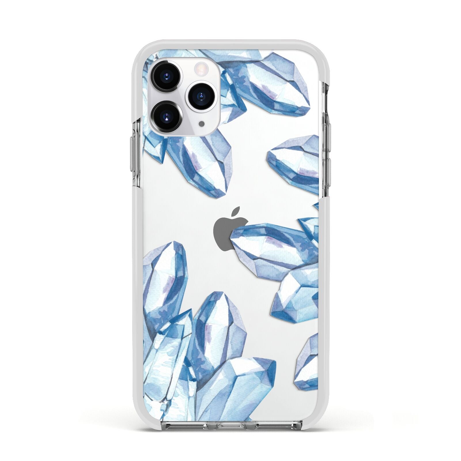 Blue Crystals Apple iPhone 11 Pro in Silver with White Impact Case