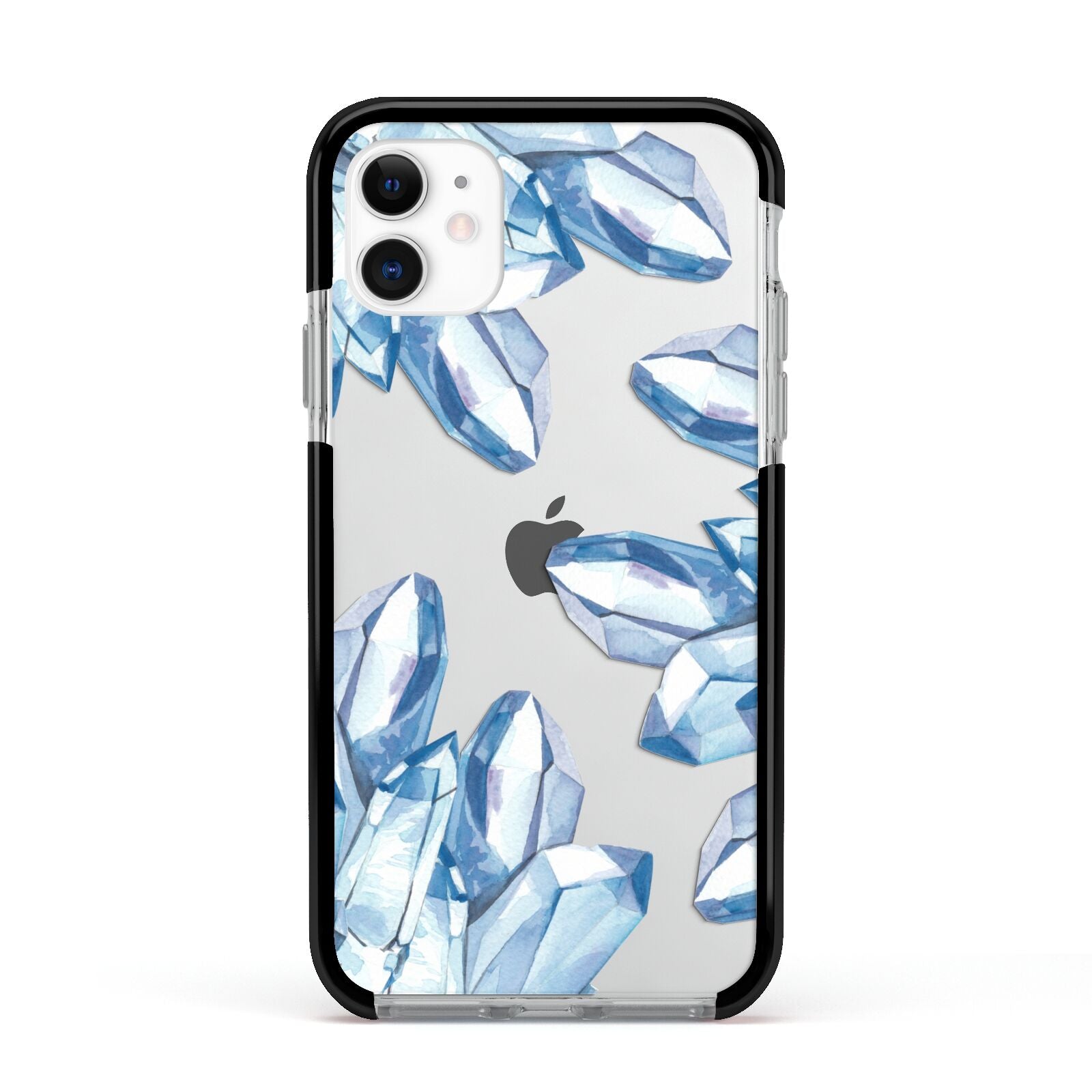 Blue Crystals Apple iPhone 11 in White with Black Impact Case