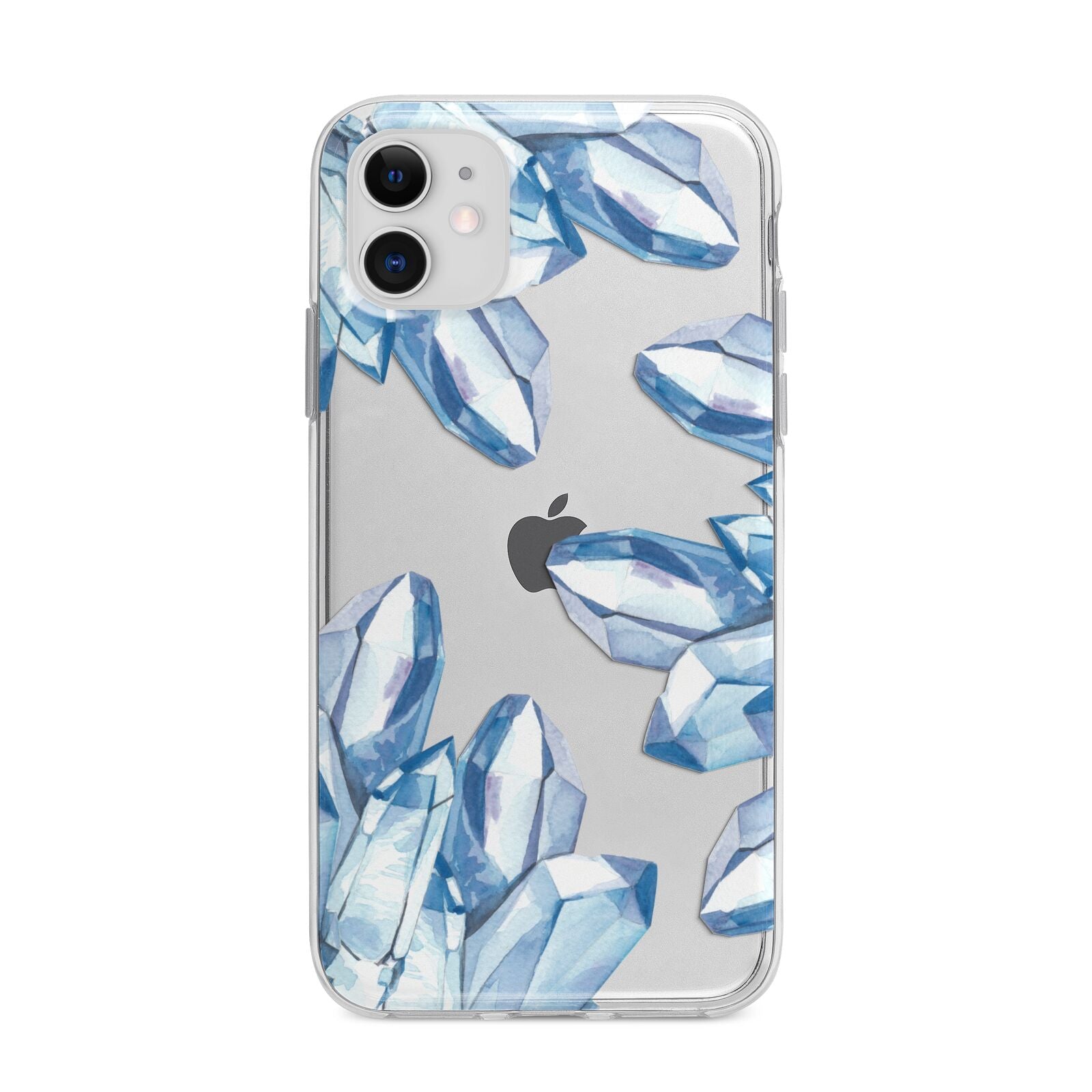 Blue Crystals Apple iPhone 11 in White with Bumper Case
