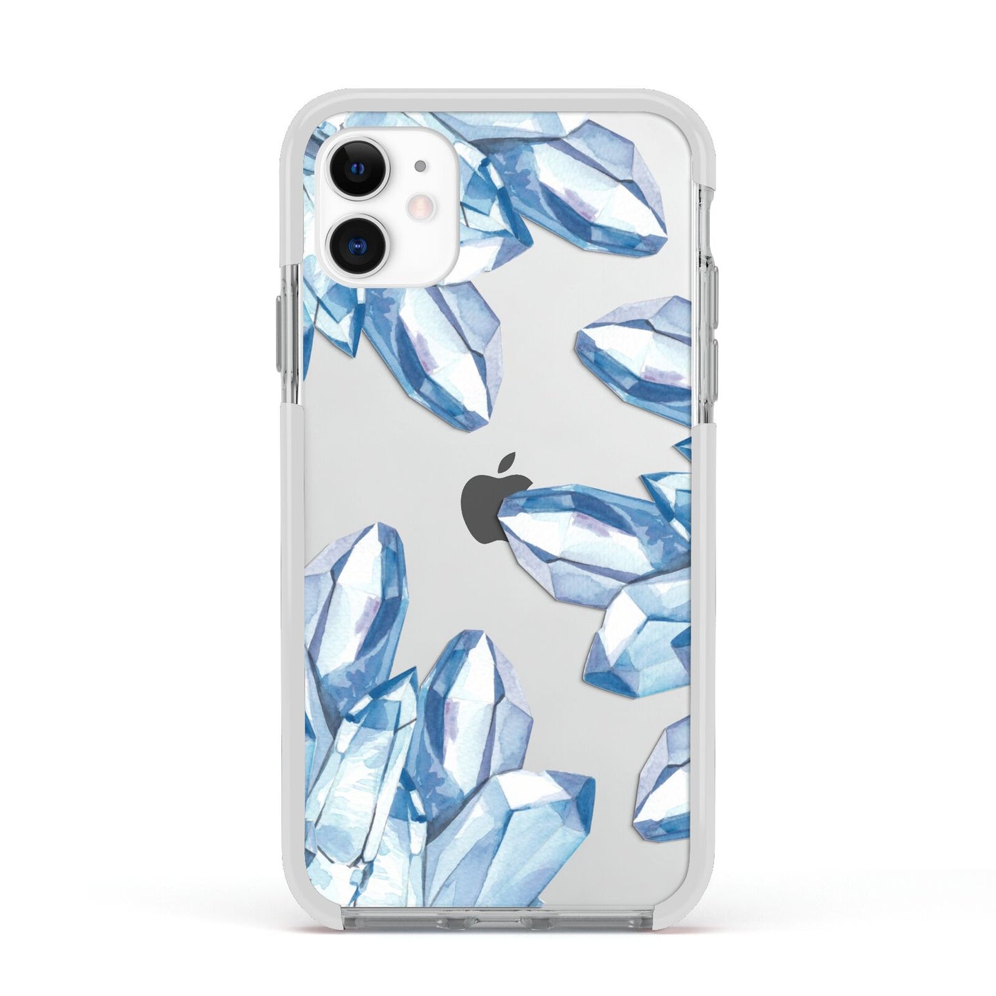 Blue Crystals Apple iPhone 11 in White with White Impact Case