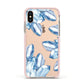Blue Crystals Apple iPhone Xs Impact Case Pink Edge on Gold Phone