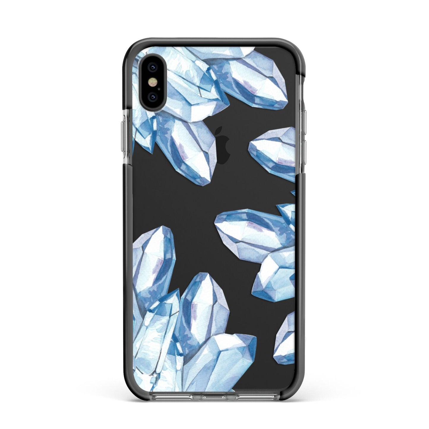 Blue Crystals Apple iPhone Xs Max Impact Case Black Edge on Black Phone