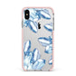 Blue Crystals Apple iPhone Xs Max Impact Case Pink Edge on Silver Phone