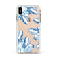 Blue Crystals Apple iPhone Xs Max Impact Case White Edge on Gold Phone