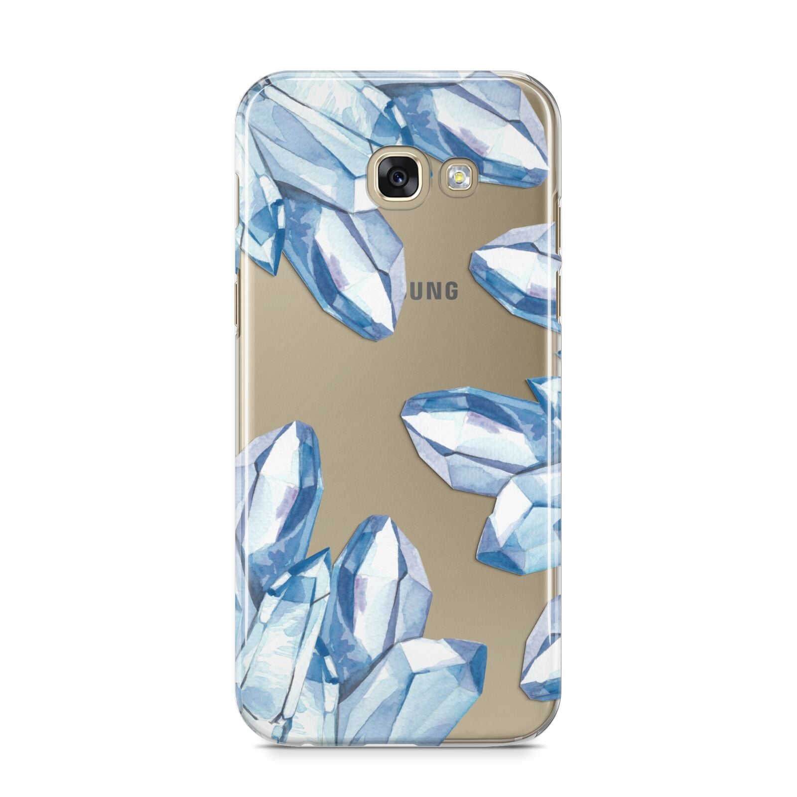 Blue Crystals Samsung Galaxy A5 2017 Case on gold phone