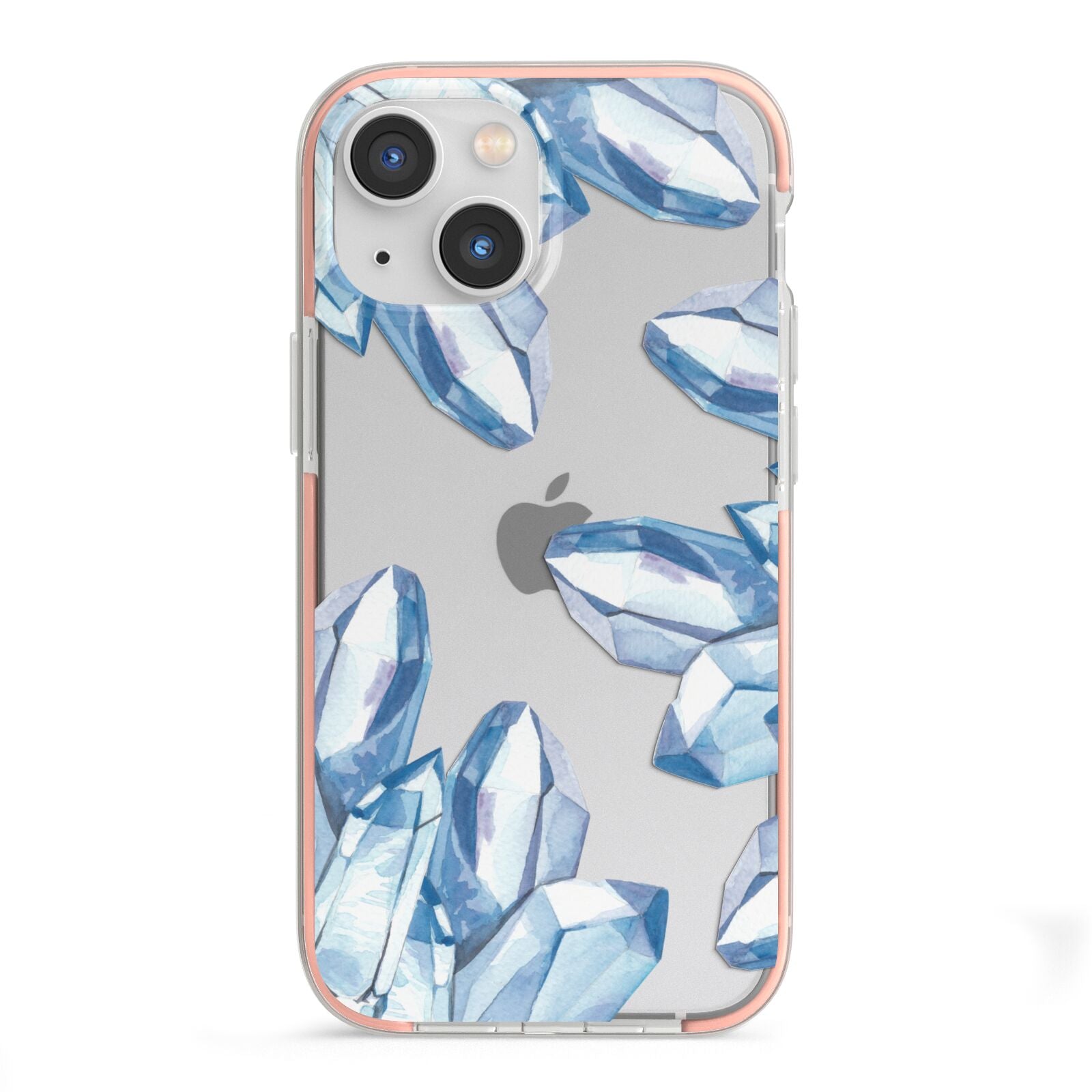 Blue Crystals iPhone 13 Mini TPU Impact Case with Pink Edges