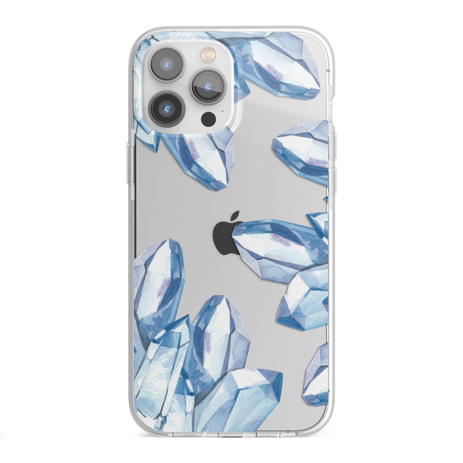 Blue Crystals iPhone 13 Pro Max TPU Impact Case with White Edges