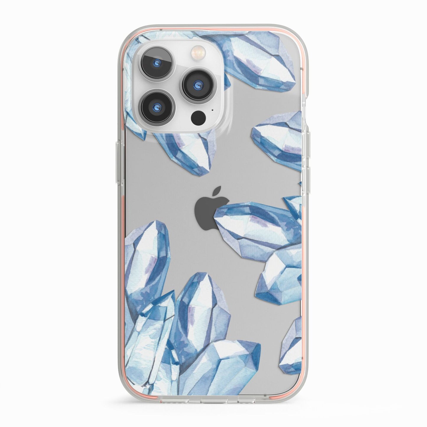 Blue Crystals iPhone 13 Pro TPU Impact Case with Pink Edges