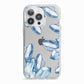 Blue Crystals iPhone 13 Pro TPU Impact Case with White Edges