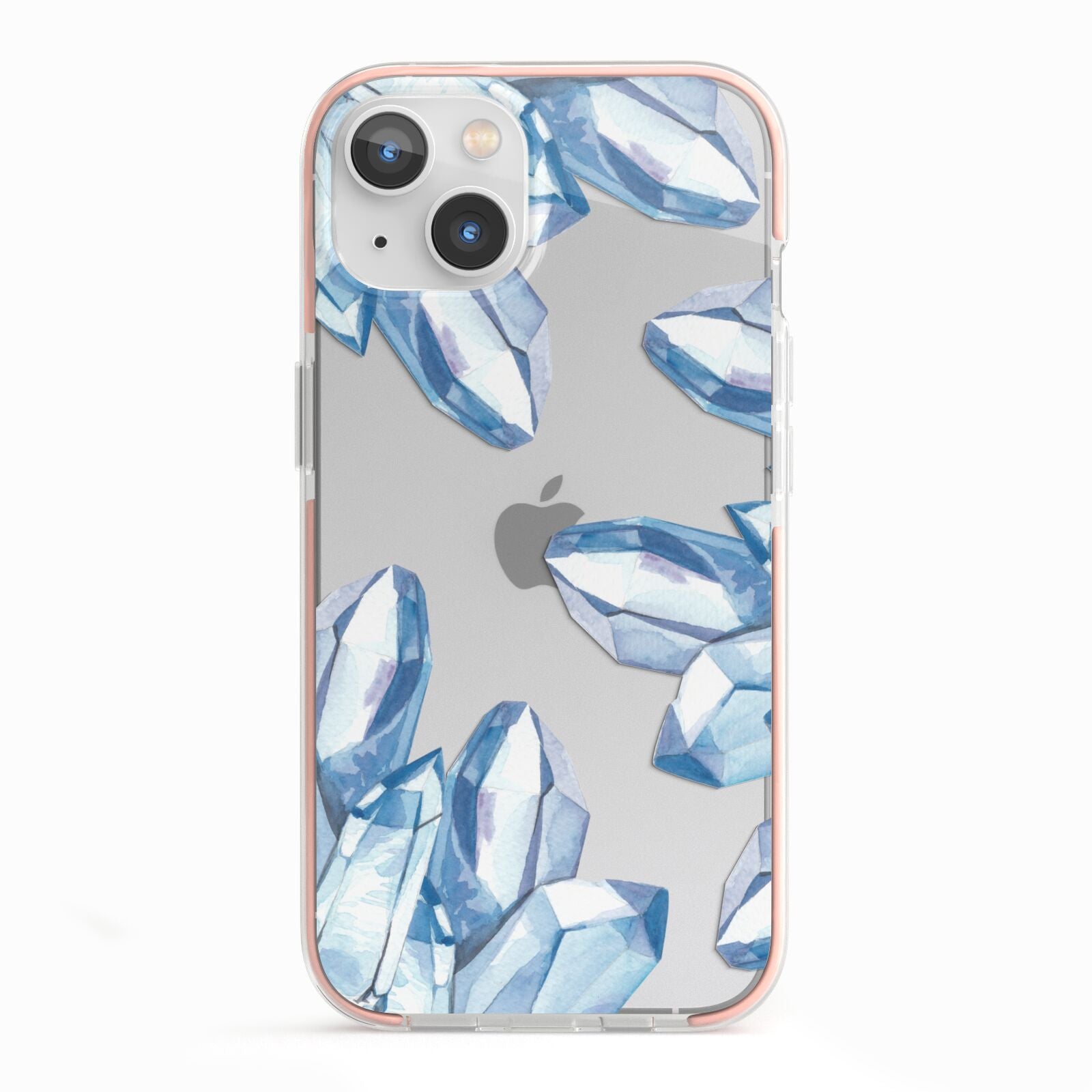 Blue Crystals iPhone 13 TPU Impact Case with Pink Edges