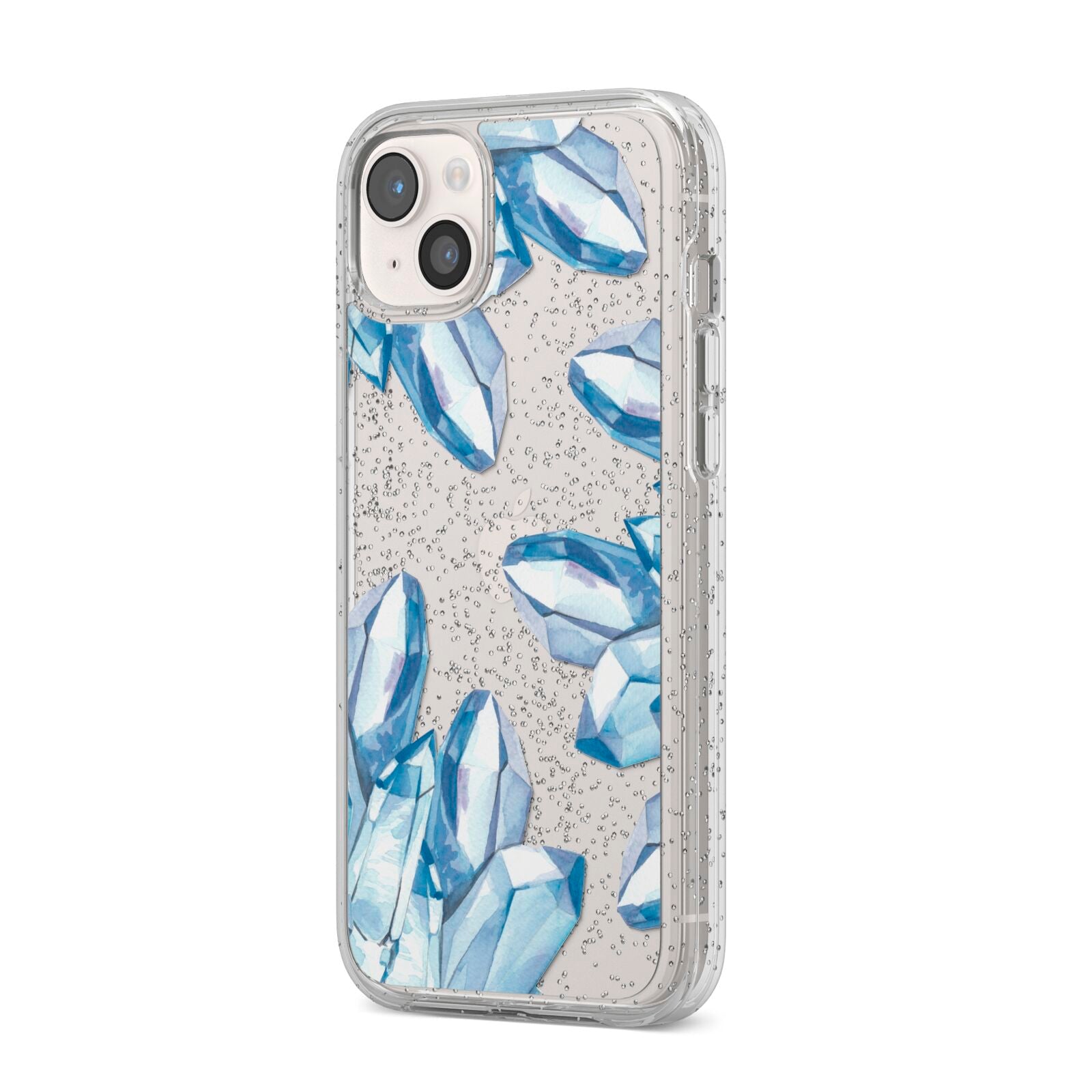 Blue Crystals iPhone 14 Plus Glitter Tough Case Starlight Angled Image