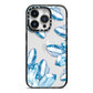 Blue Crystals iPhone 14 Pro Black Impact Case on Silver phone
