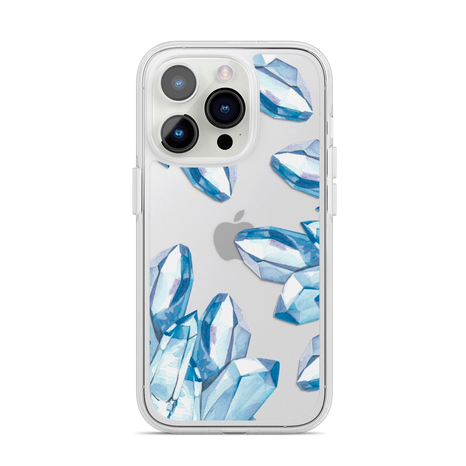 Blue Crystals iPhone 14 Pro Clear Tough Case Silver