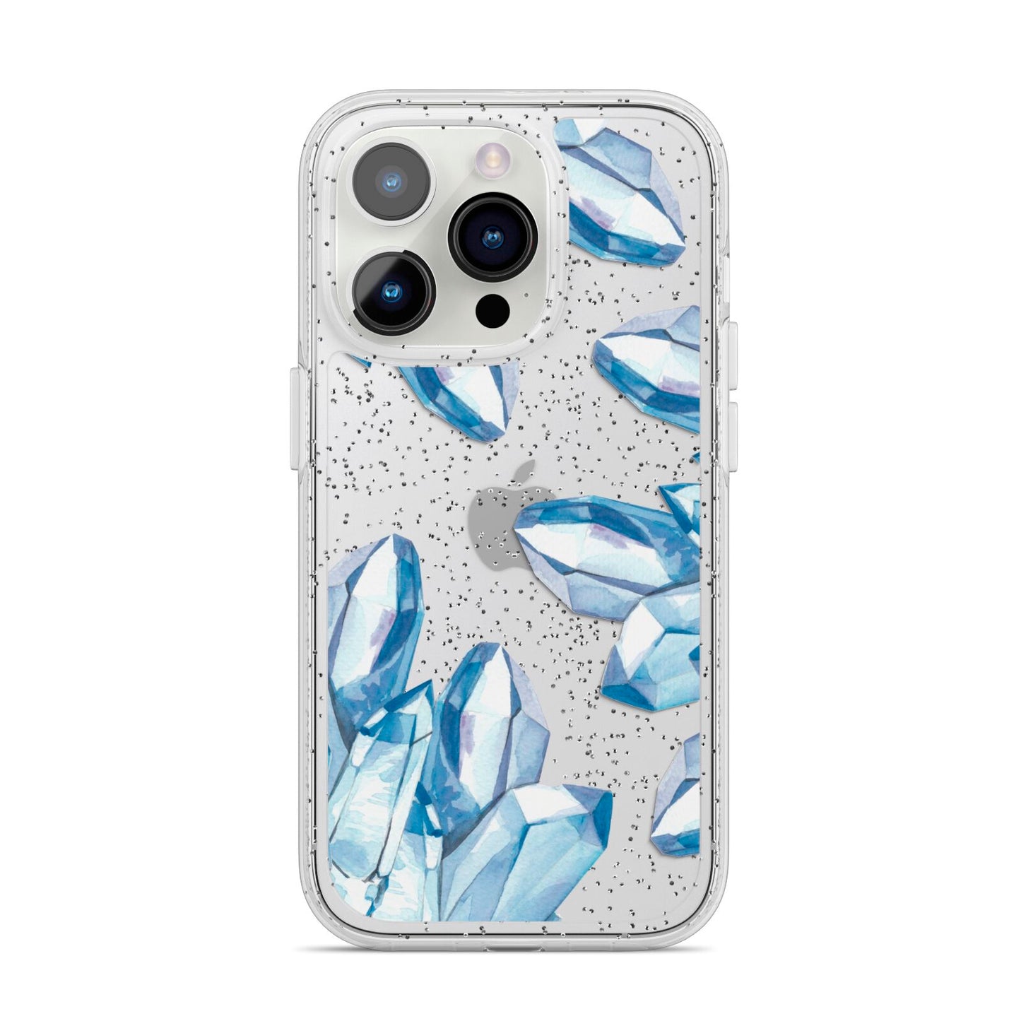 Blue Crystals iPhone 14 Pro Glitter Tough Case Silver