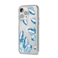 Blue Crystals iPhone 14 Pro Max Clear Tough Case Silver Angled Image