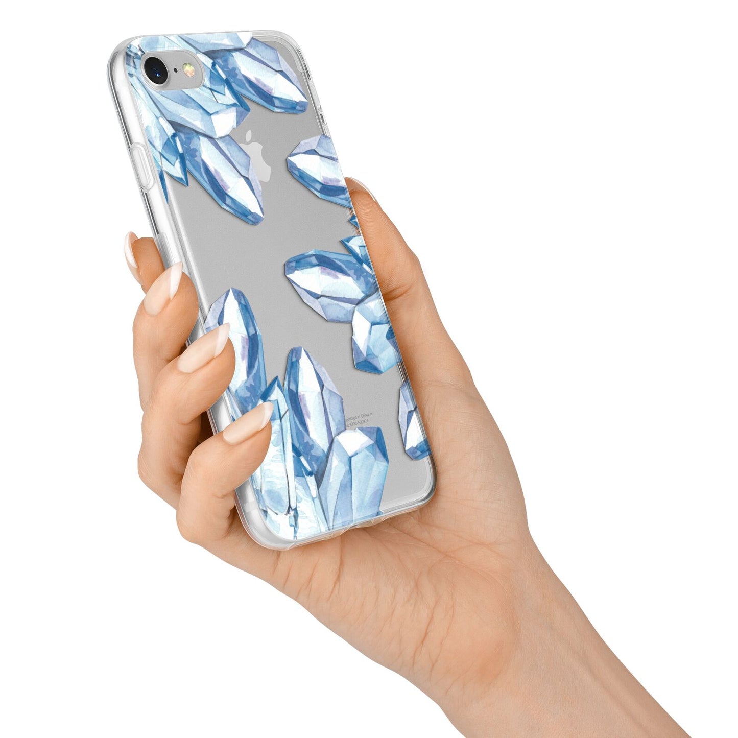 Blue Crystals iPhone 7 Bumper Case on Silver iPhone Alternative Image