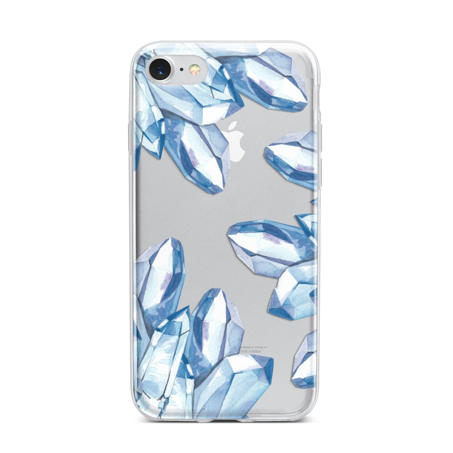 Blue Crystals iPhone 7 Bumper Case on Silver iPhone
