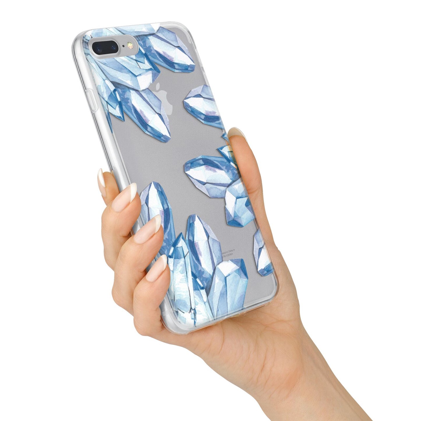 Blue Crystals iPhone 7 Plus Bumper Case on Silver iPhone Alternative Image