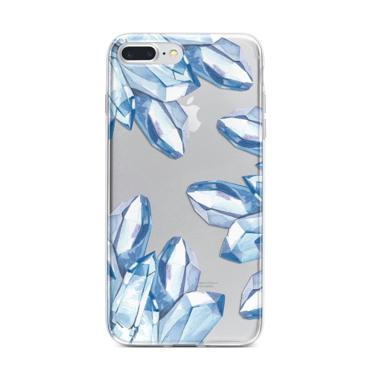 Blue Crystals iPhone 7 Plus Bumper Case on Silver iPhone