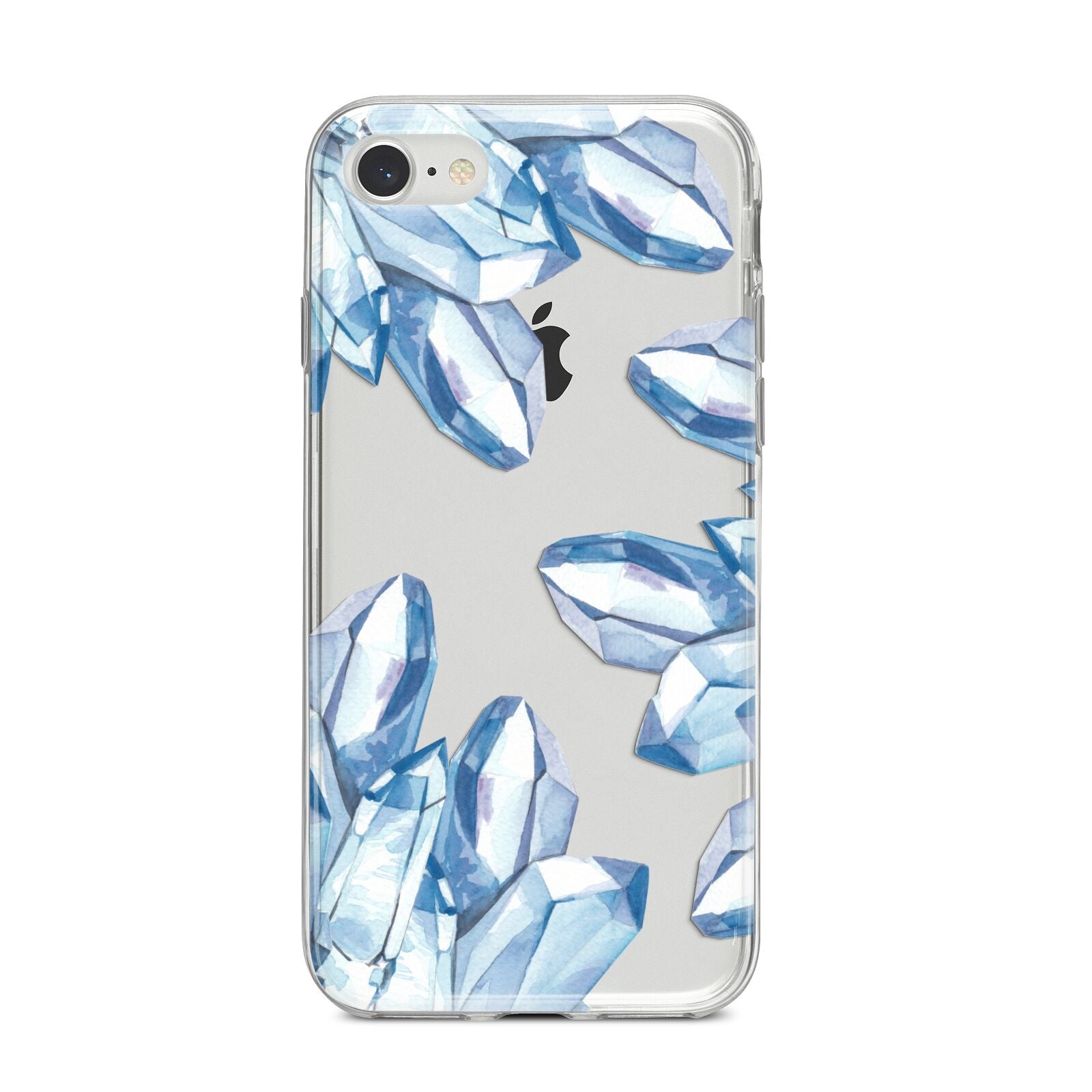 Blue Crystals iPhone 8 Bumper Case on Silver iPhone