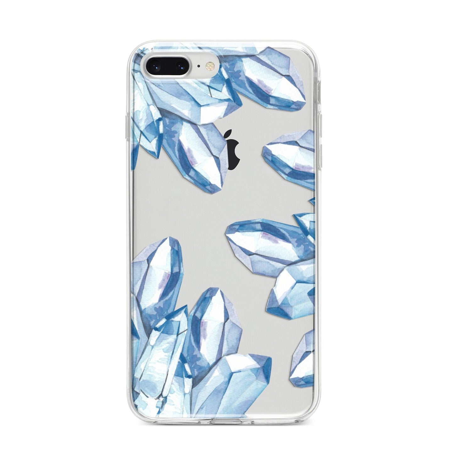 Blue Crystals iPhone 8 Plus Bumper Case on Silver iPhone