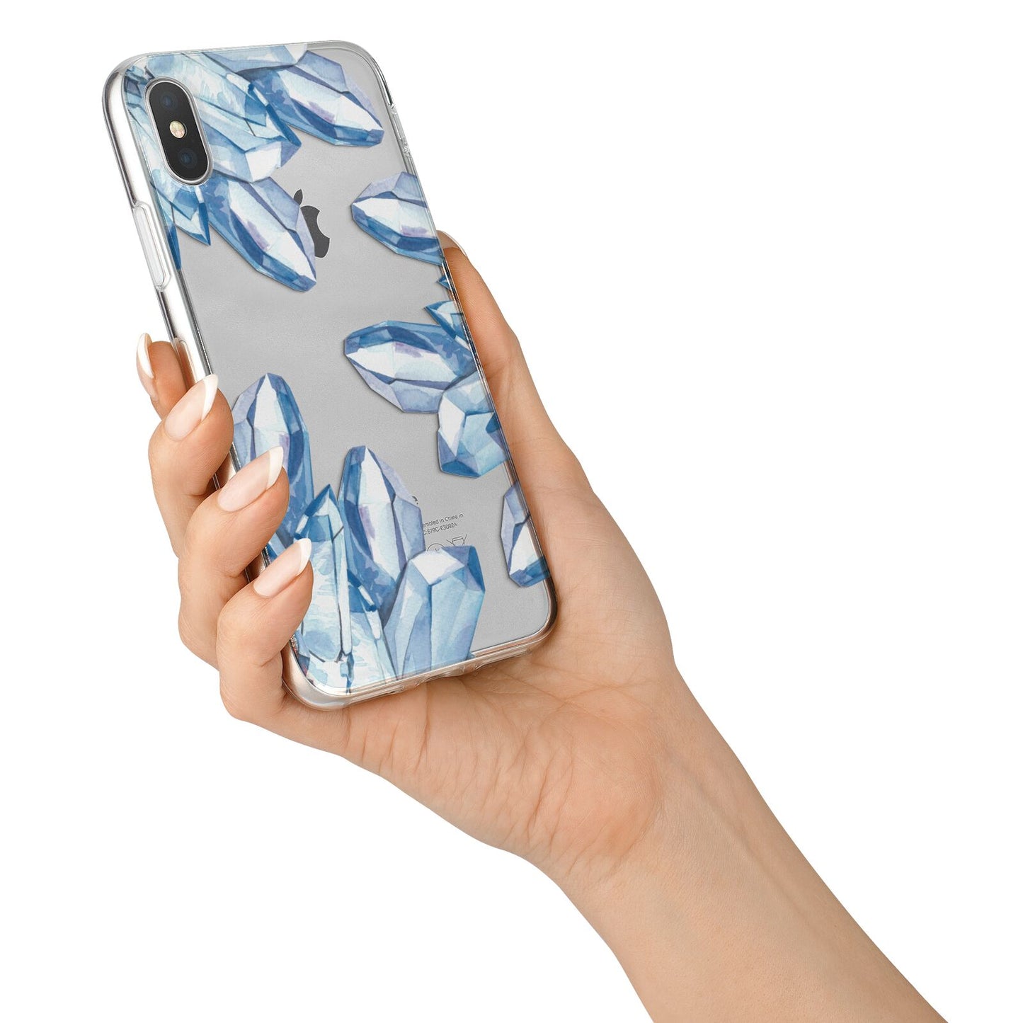 Blue Crystals iPhone X Bumper Case on Silver iPhone Alternative Image 2