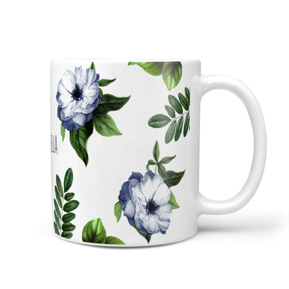 Blue Floral Personalised 10oz Mug