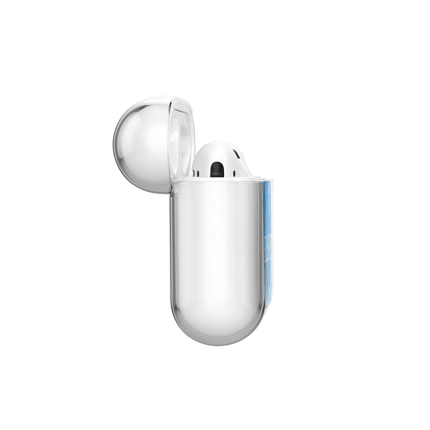 Blue Gold Marble Personalised AirPods Case Side Angle