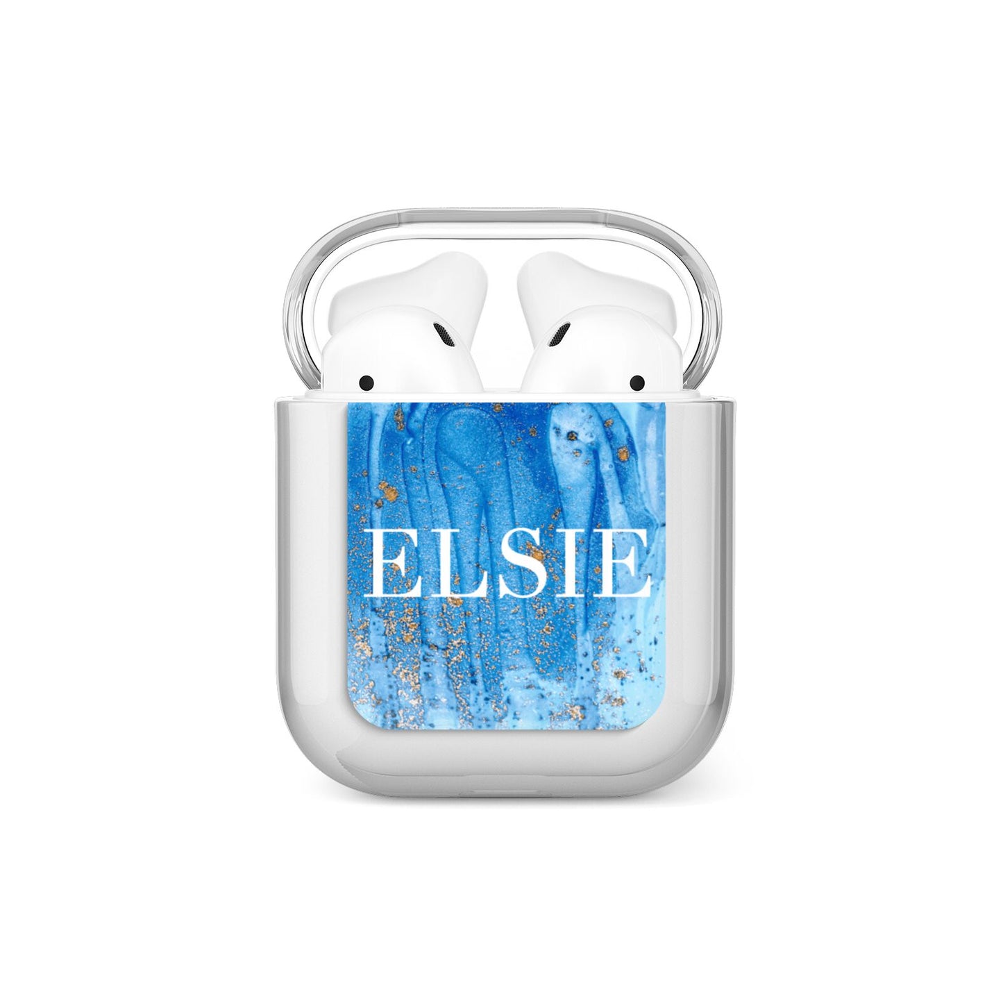 Blue Gold Marble Personalised AirPods Case