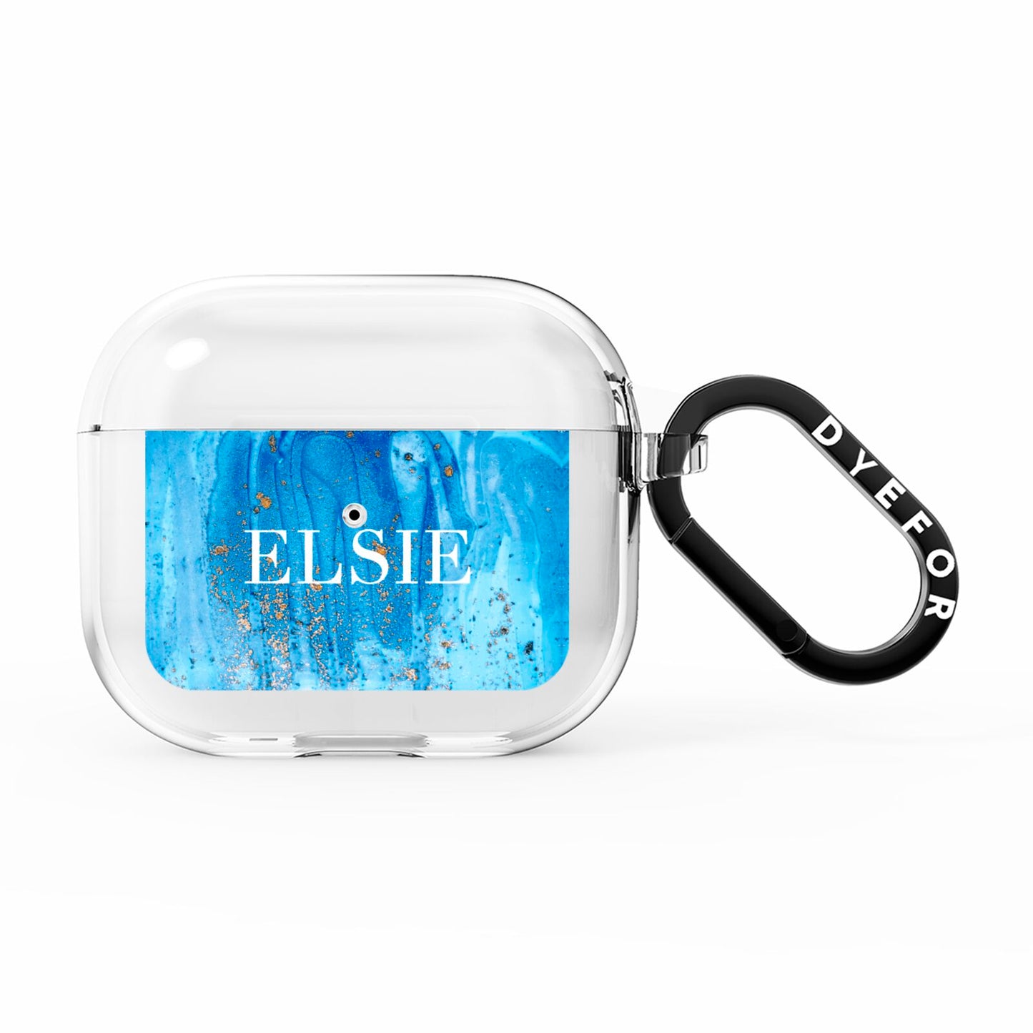 Blue Gold Marble Personalised AirPods Clear Case 3rd Gen