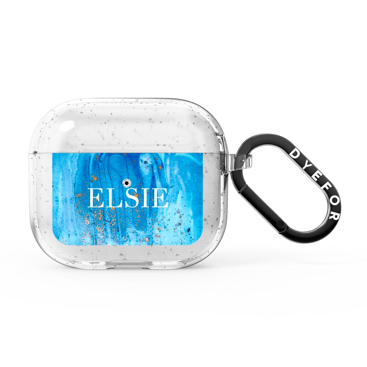 Blue Gold Marble Personalised AirPods Glitter Case 3rd Gen