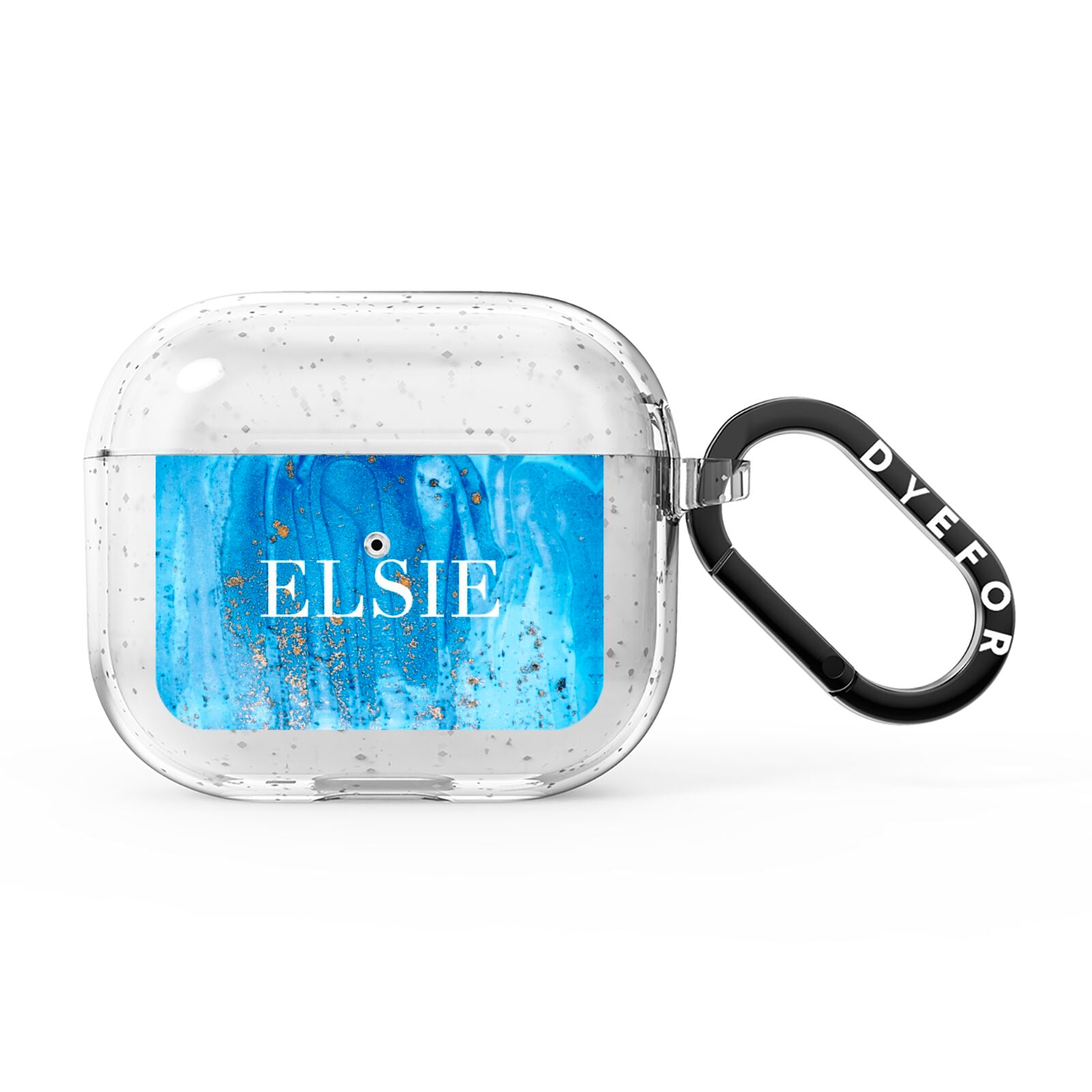 Blue Gold Marble Personalised AirPods Glitter Case 3rd Gen